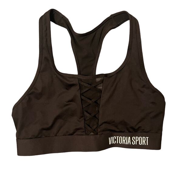 VS Victoria's Secret Black The Player Racerback Sports Bra Size Medium - Picture 3 of 6